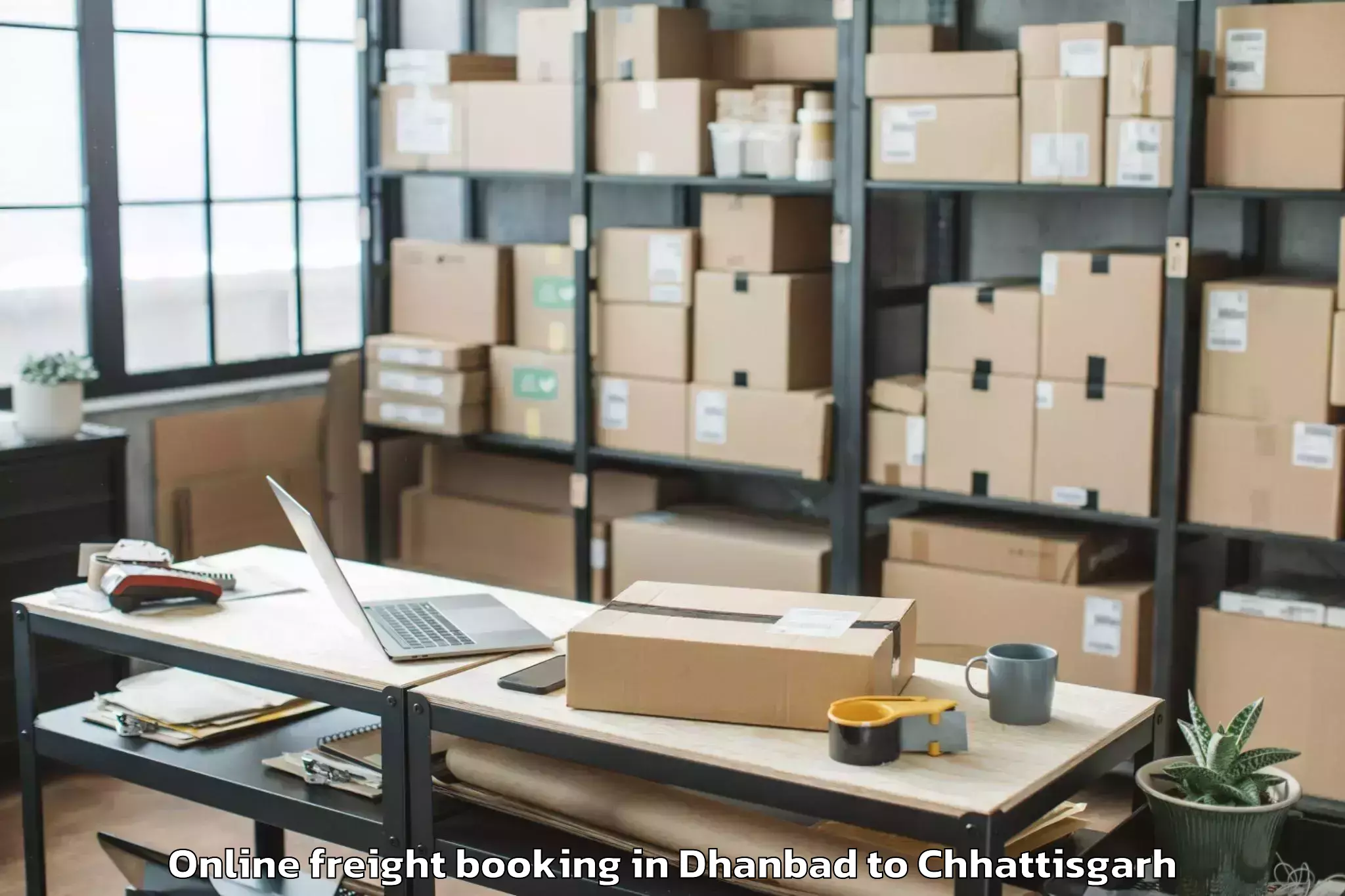 Expert Dhanbad to Jashpur Online Freight Booking